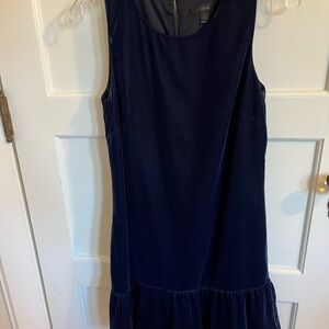 Navy velvet dress with ruffle bottom